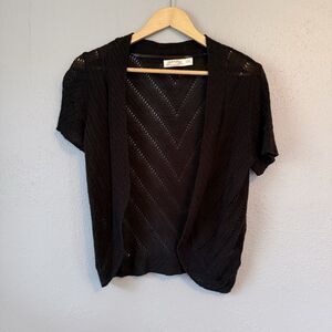 Faded Glory Stylish Open Knit Cardigan Size Small 4-6 black casual